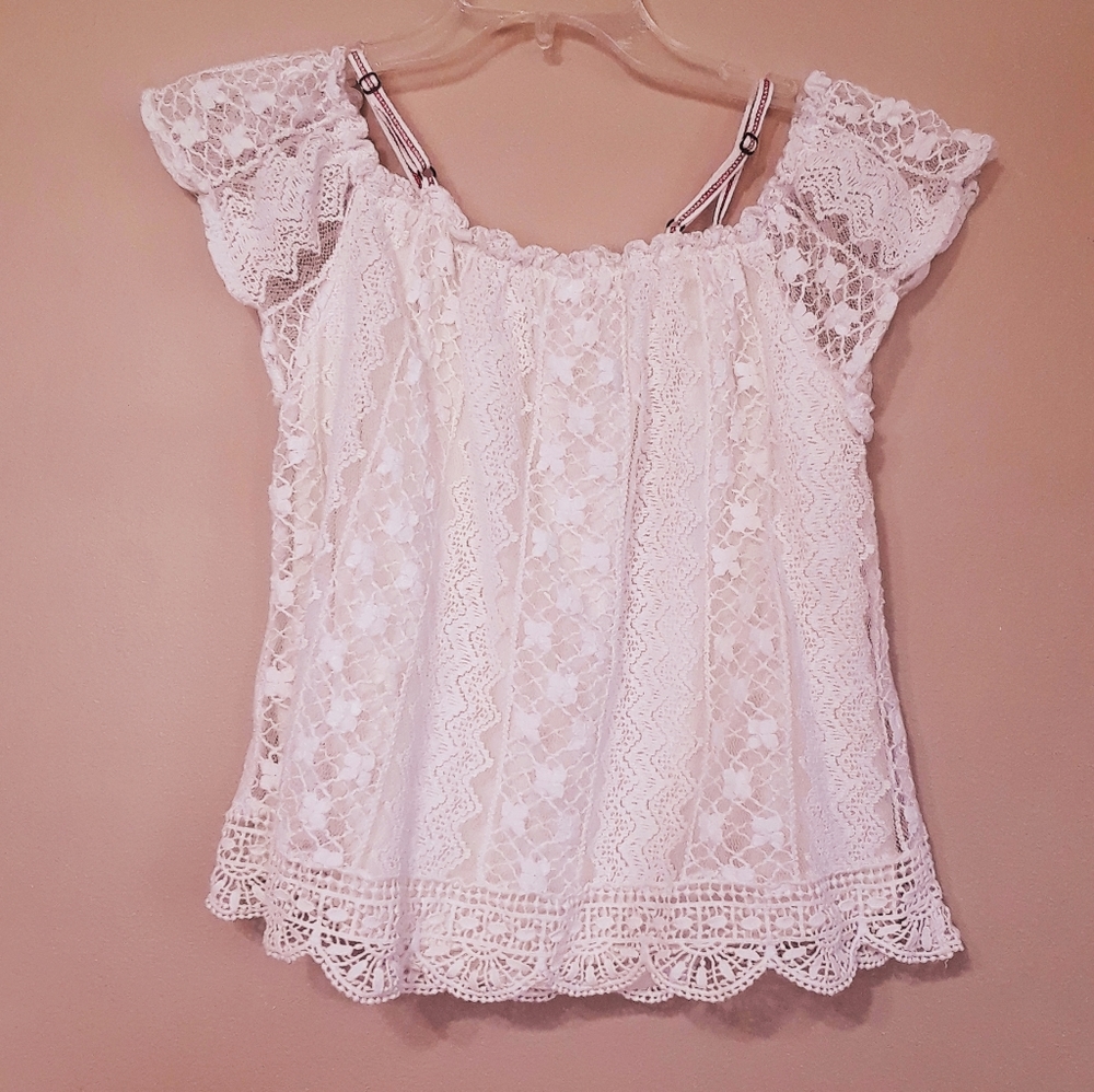 EUC SM White Crochet Blouse - Picture 3 of 4